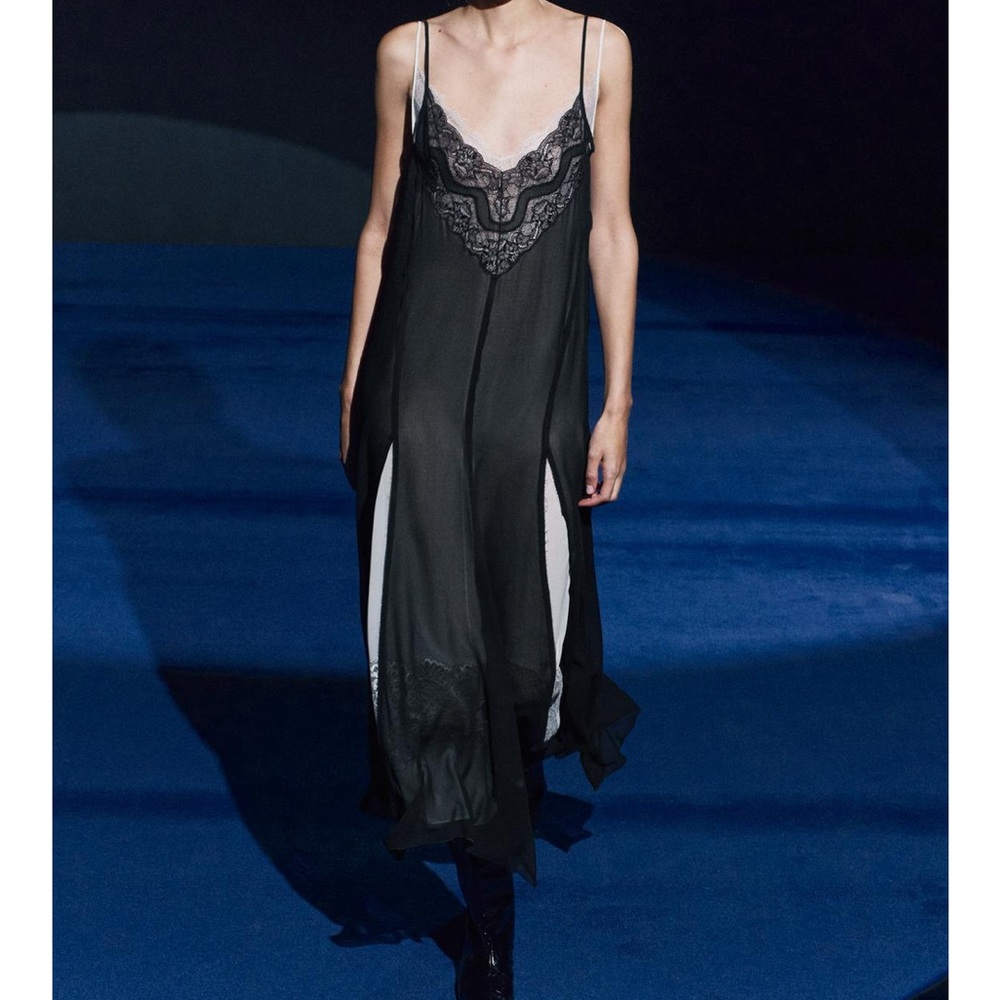 Double Layered Zara Black Lace Slip Dress— New!